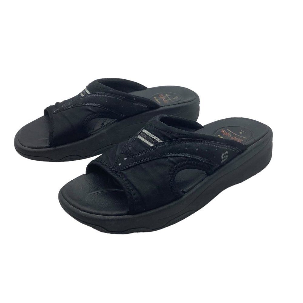 Skechers Tone-Ups Wedges‎ Slides Sandals Women Sz 9 Black Y2K
